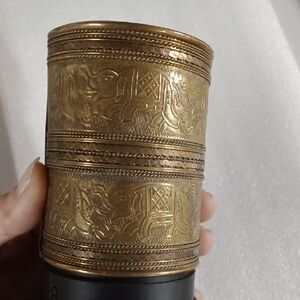 Brass Etched Elephants Cuff #A348